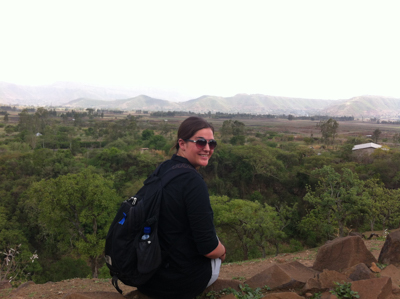 Kia enjoys the view on our hike to Blue Nile Falls